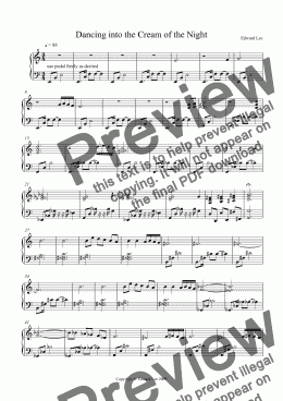 page one of Dancing into the Cream of the Night (for piano)