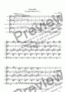 page one of Bizet: Séquedille (Carmen Suite No.1)(Carmen's Aria Act 1) - wind quintet