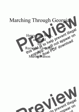 page one of Marching Through Georgia for Orff Ensemble