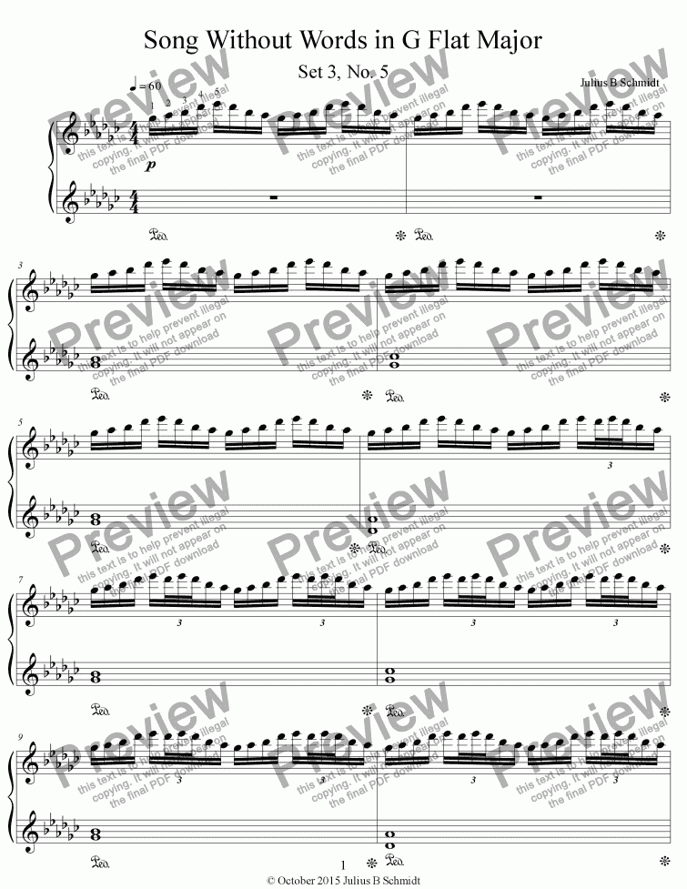 page one of Song Without Words: Set 3, No. 5 in G Flat Major