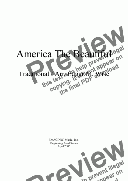 page one of America The Beautiful
