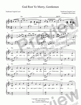 page one of God Rest Ye Merry, Gentlemen - Christmas Carol / Hymn Piano Solo