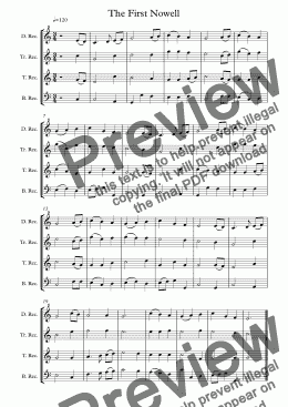 page one of The First Nowell arr for Recorder Christmas Quartet