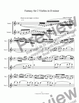 page one of Fantasy for 2 Violins No. 2 in D minor