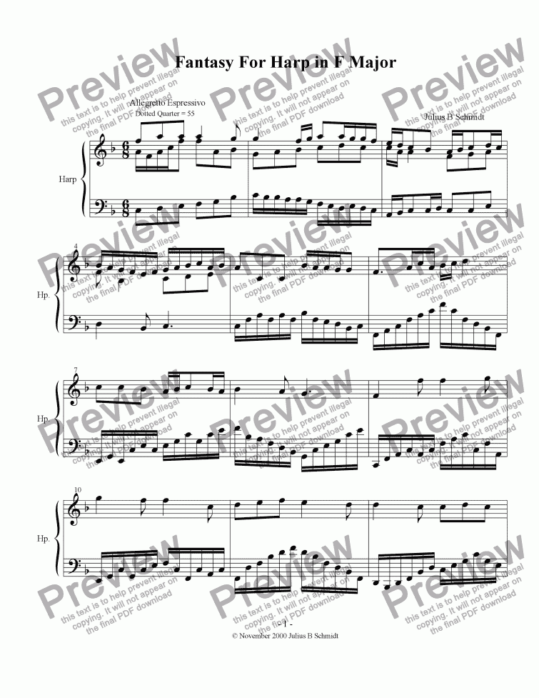 page one of Harp Fantasy No. 2 in F Major