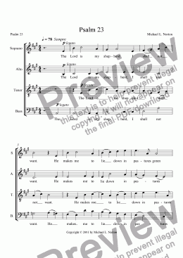 page one of Psalm 23 (SATB a capella)