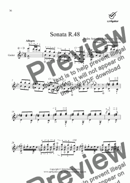 page one of Sonata R.48 for solo guitar