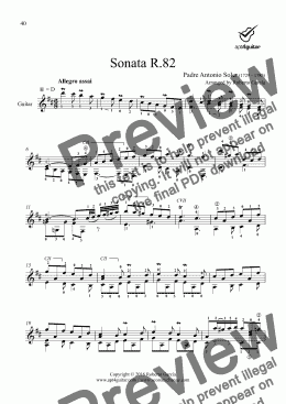 page one of Sonata R.82 for solo guitar