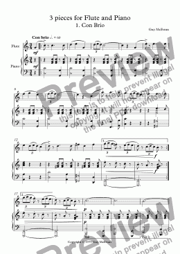 page one of 3 pieces for Flute and Piano