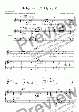 page one of O Holy Night – Heilige Nacht