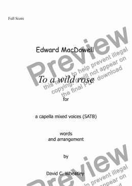page one of To a wild Rose (McDowell) for a capella SATB choir