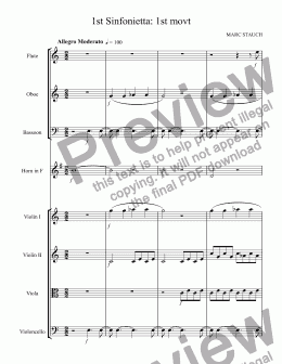 page one of 1st Sinfonietta: 1st movt