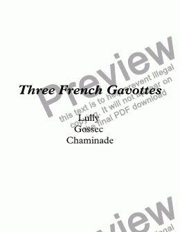 page one of Three French Gavottes arr. for 2 flutes & piano