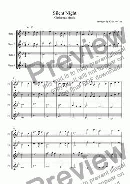 page one of Silent Night for Flute Quartet (Christmas Music)
