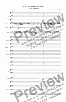 page one of Suite #1 For Orchestra: Wonderland I - The White Rabbit