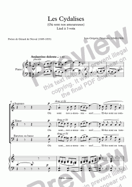 page one of Les Cydalises (J-G Pénavaire / Nerval) Lied à 3 voix
