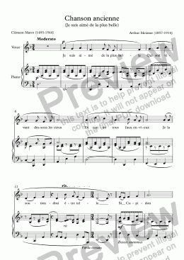 page one of Chanson ancienne (Arthur Metzner - Marot)