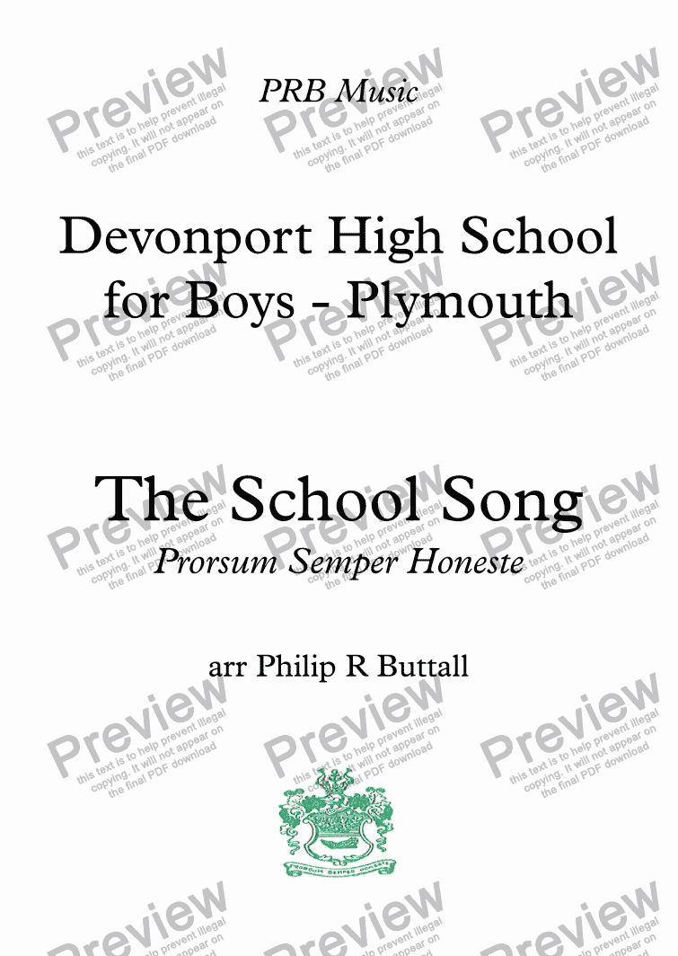 page one of Devonport High School for Boys, Plymouth - The School Song