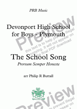 page one of Devonport High School for Boys, Plymouth - The School Song