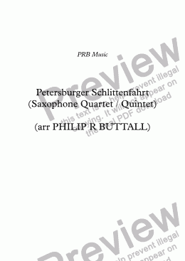 page one of Petersburger Schlittenfahrt (Saxophone Quartet / Quintet)