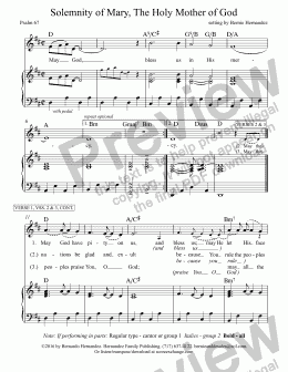 page one of Responsorial Psalm - Solemnity of Mary, The Holy Mother of God (Verbatim)