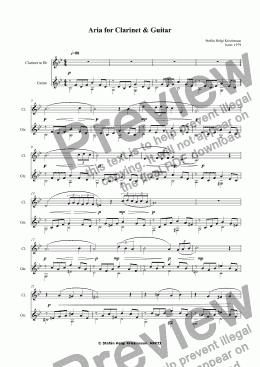 page one of Aria for Clarinet & Guitar