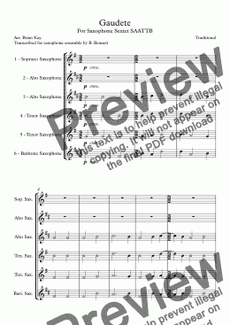 page one of Gaudete - For Saxophone Sextet