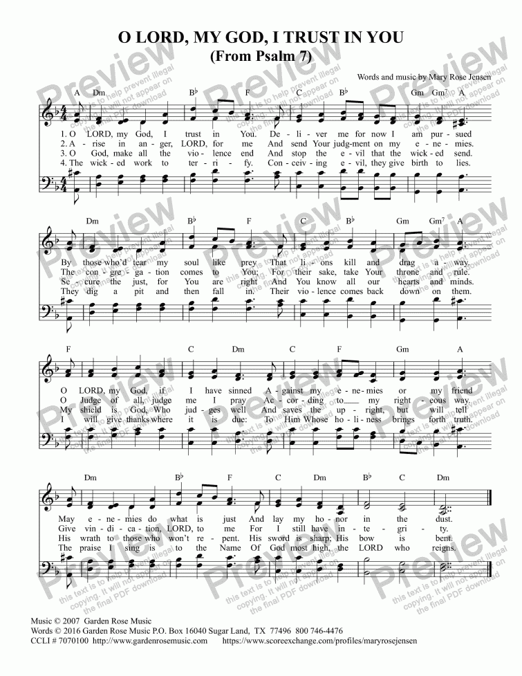 page one of O LORD, My God, I Trust in You (Hymn from Psalm 7)