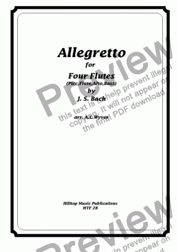 page one of Allegretto arr. flute quartet (picc, fl, alto, bass)
