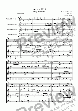 page one of Sonata K87 (Scarlatti, D)