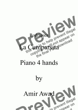 page one of La Cumparsita Tango (arr for piano duet 4 hands)