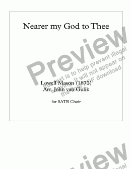page one of Nearer my God to Thee - SATB Choir