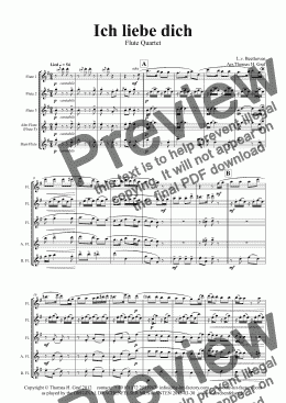 page one of Ich liebe dich - Beethoven goes Polka - Flute Quartet