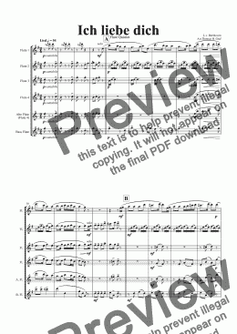 page one of Ich liebe dich - Beethoven goes Polka - Flute Quintet