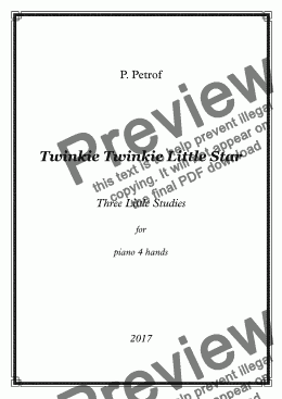 page one of Twinkie Twinkie Little Star - Three Little Studies for piano 4 hands