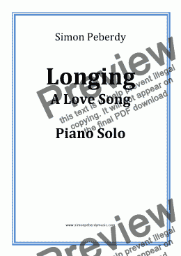 page one of Longing - A Love Song for piano solo by Simon Peberdy