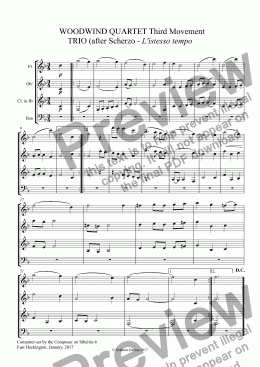 page one of WOODWIND QUARTET in C minor - Fl., Ob., Cl.in Bb. Bsn,  Third Movement TRIO (after Scherzo - L’istesso tempo)(Grades 4-6)