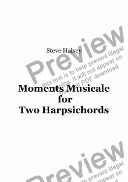 page one of Moments Musicale  for  Two Harpsichords        No. 1 Friendly Rivallry