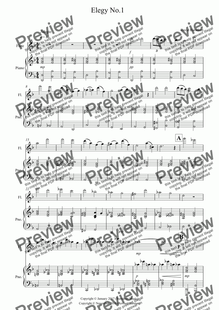 page one of Elegy No.1 for Flute and Piano