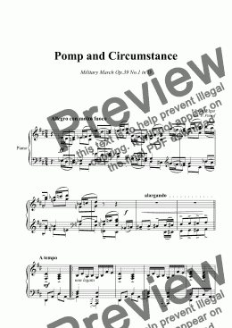 page one of E. Elgar - Pomp and Circumstance - March Op.39 #1 - piano solo