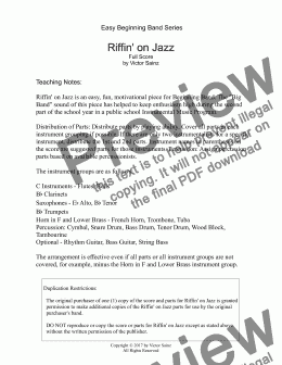 page one of  Riffin’ on Jazz (Easy School Band: Beginning / Elementary / Junior Wind Band)