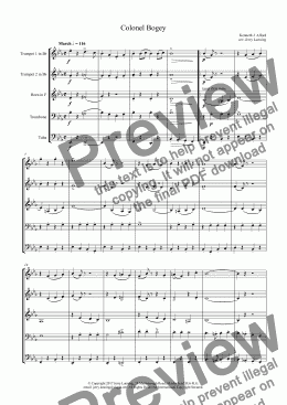 page one of Colonel Bogey - Alford (brass quintet) + mp3 file