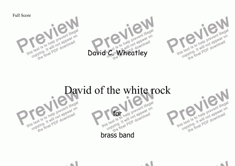 page one of David of the White Rock by David Wheatley for Brass band