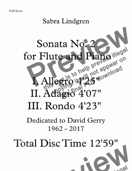 page one of Sonata No. 2 for Flute and Piano III. Rondo
