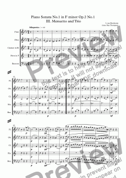 page one of Piano Sonata No.1 in F minor Op.2 No.1  III. Menuetto and Trio