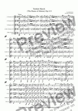 page one of Turkish March  (The Ruins of Athens) Op.113 - clarinet quintet