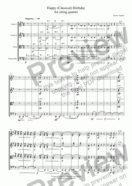 page one of Happy (Classical) Birthday - for string quartet