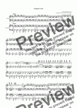 page one of Espana Cani arranged for Piano duet(4 hands on one piano)