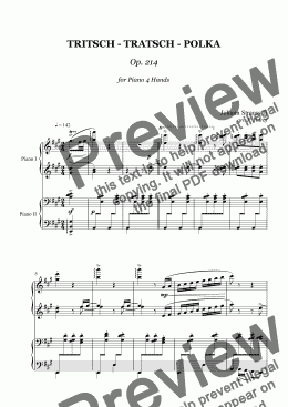 page one of J. Strauss II - Tritsch-Tratsch-Polka Op.214 - piano 4 hands