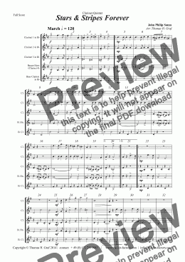 page one of Stars and Stripes forever - Sousa - Clarinet Quintet